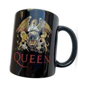 New in box Queen Band Official merch black ceramic mug with logo. Gift for fans
